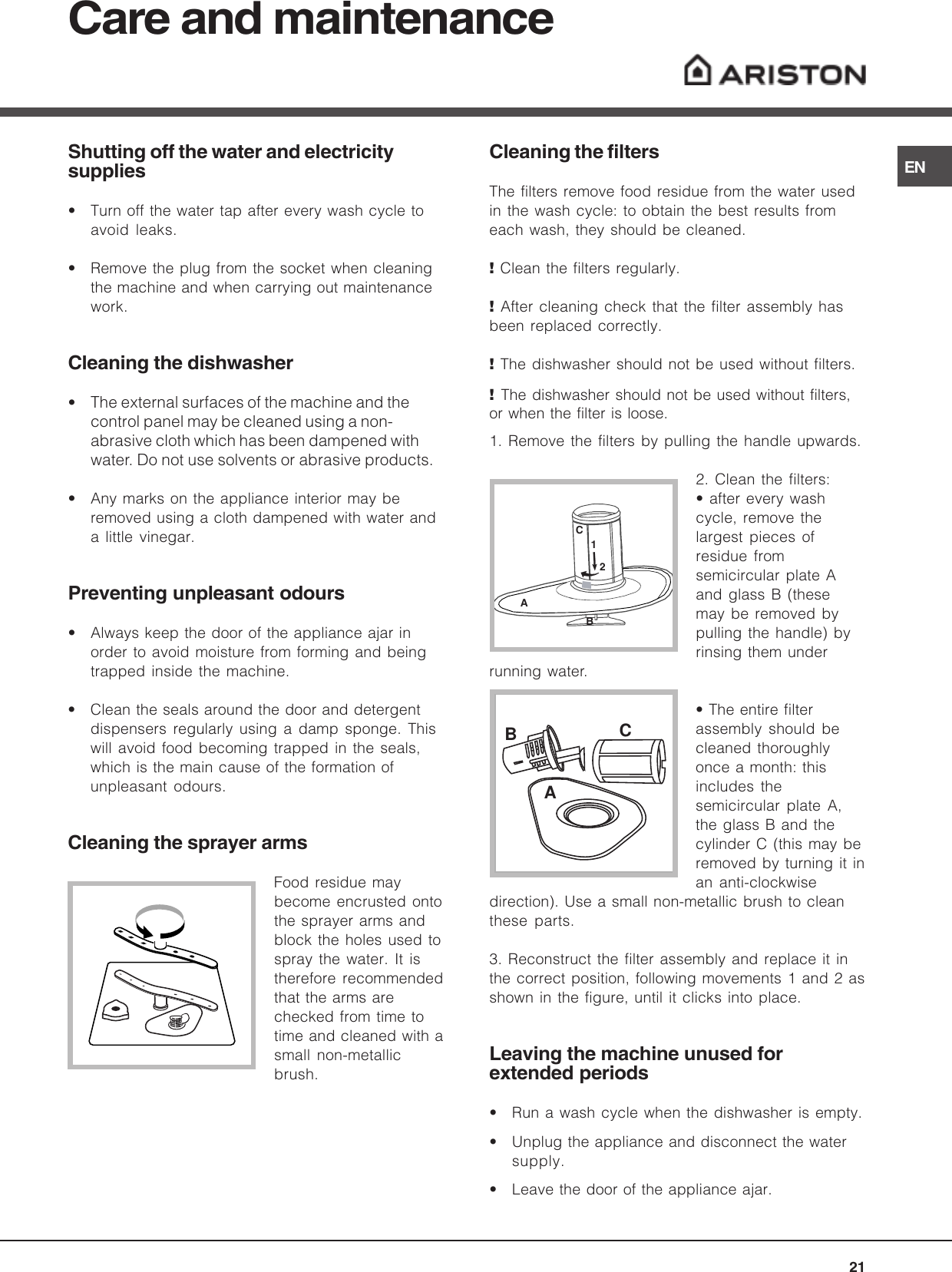 Ariston Dishwasher Lv 625 Users Manual 057133_it.p65