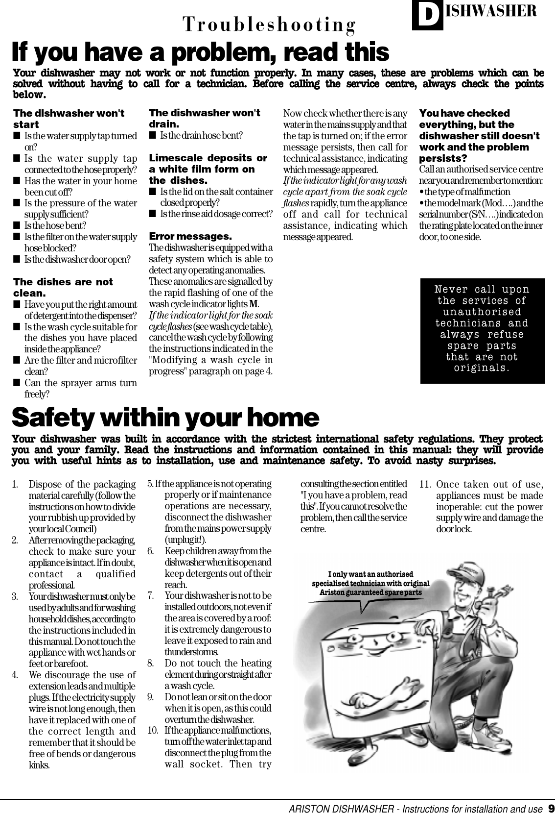 Page 10 of 12 - Ariston Ariston-Lsi-61Uk-Users-Manual- 028815gb.p65  Ariston-lsi-61uk-users-manual