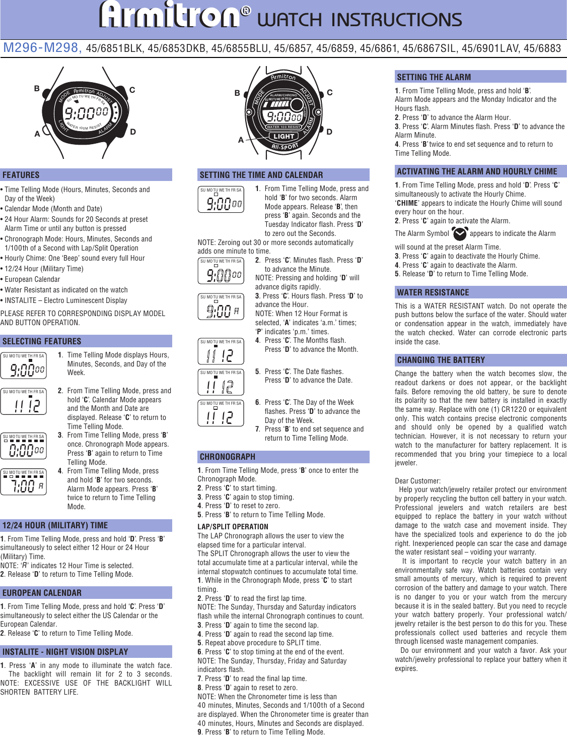 armitron watch instructions