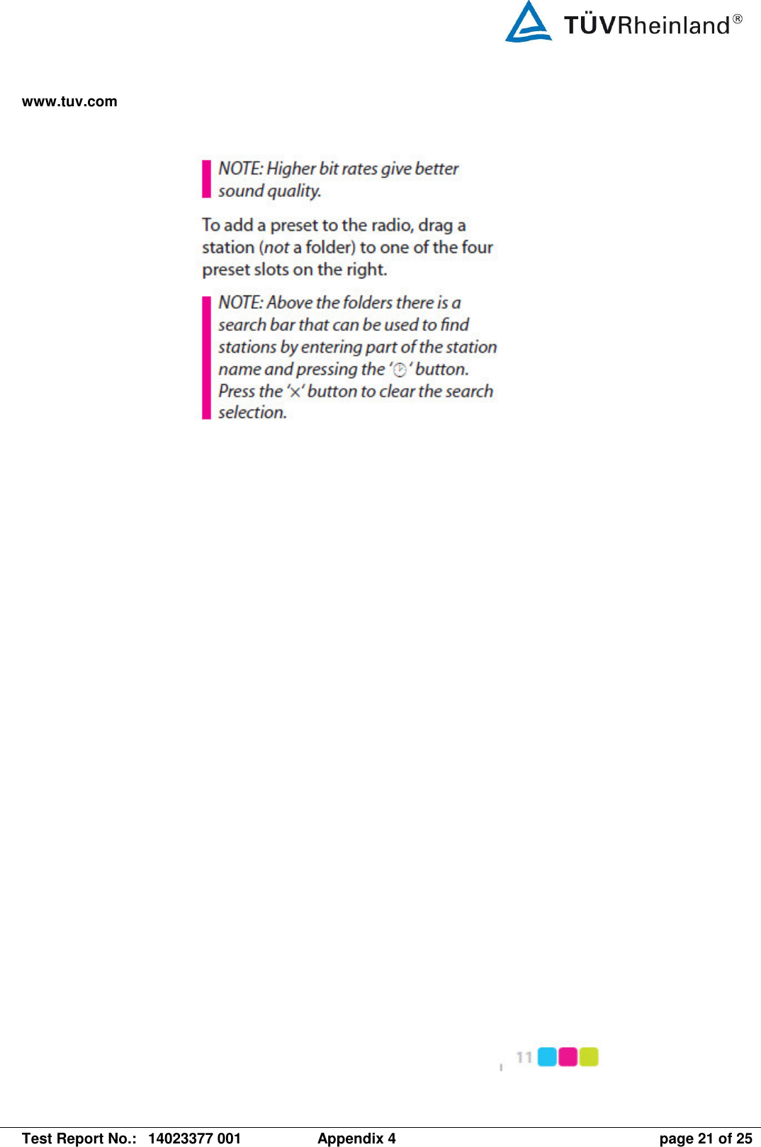 www.tuv.com   Test Report No.:  14023377 001  Appendix 4  page 21 of 25   