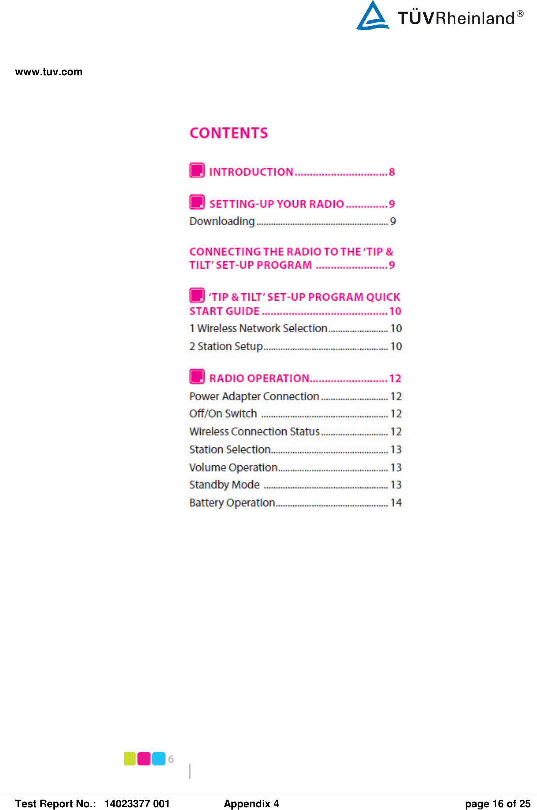 www.tuv.com   Test Report No.:  14023377 001  Appendix 4  page 16 of 25  