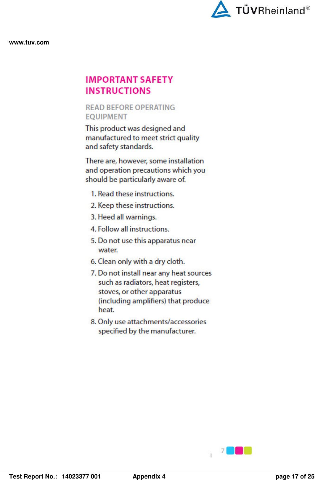 www.tuv.com   Test Report No.:  14023377 001  Appendix 4  page 17 of 25  