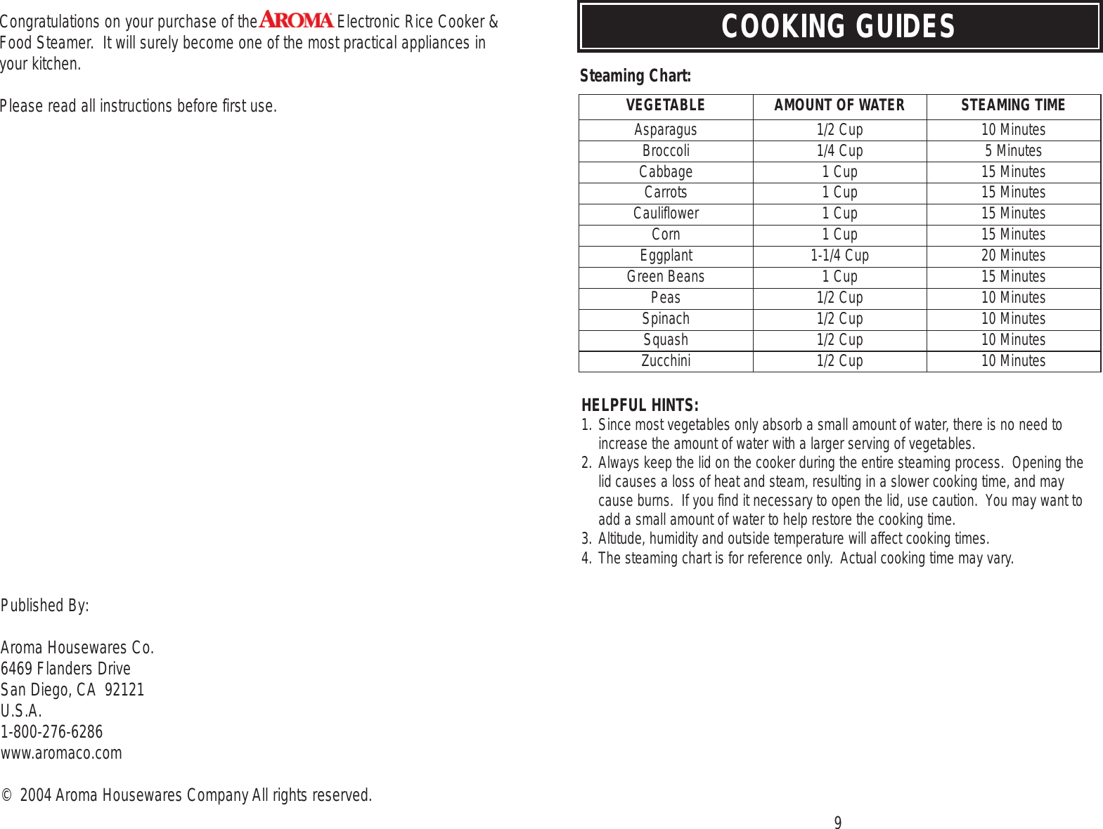 Page 11 of 12 - Aroma Aroma-Aroma-Rice-Cooker-Arc-530-Users-Manual-  Aroma-aroma-rice-cooker-arc-530-users-manual