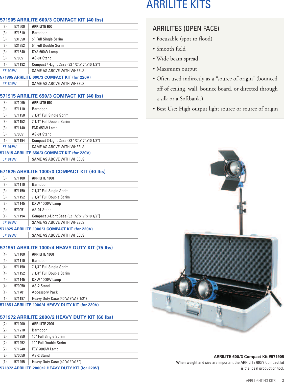 Page 3 of 12 - Arri Arri-Lighting-Kits-Users-Manual-  Arri-lighting-kits-users-manual