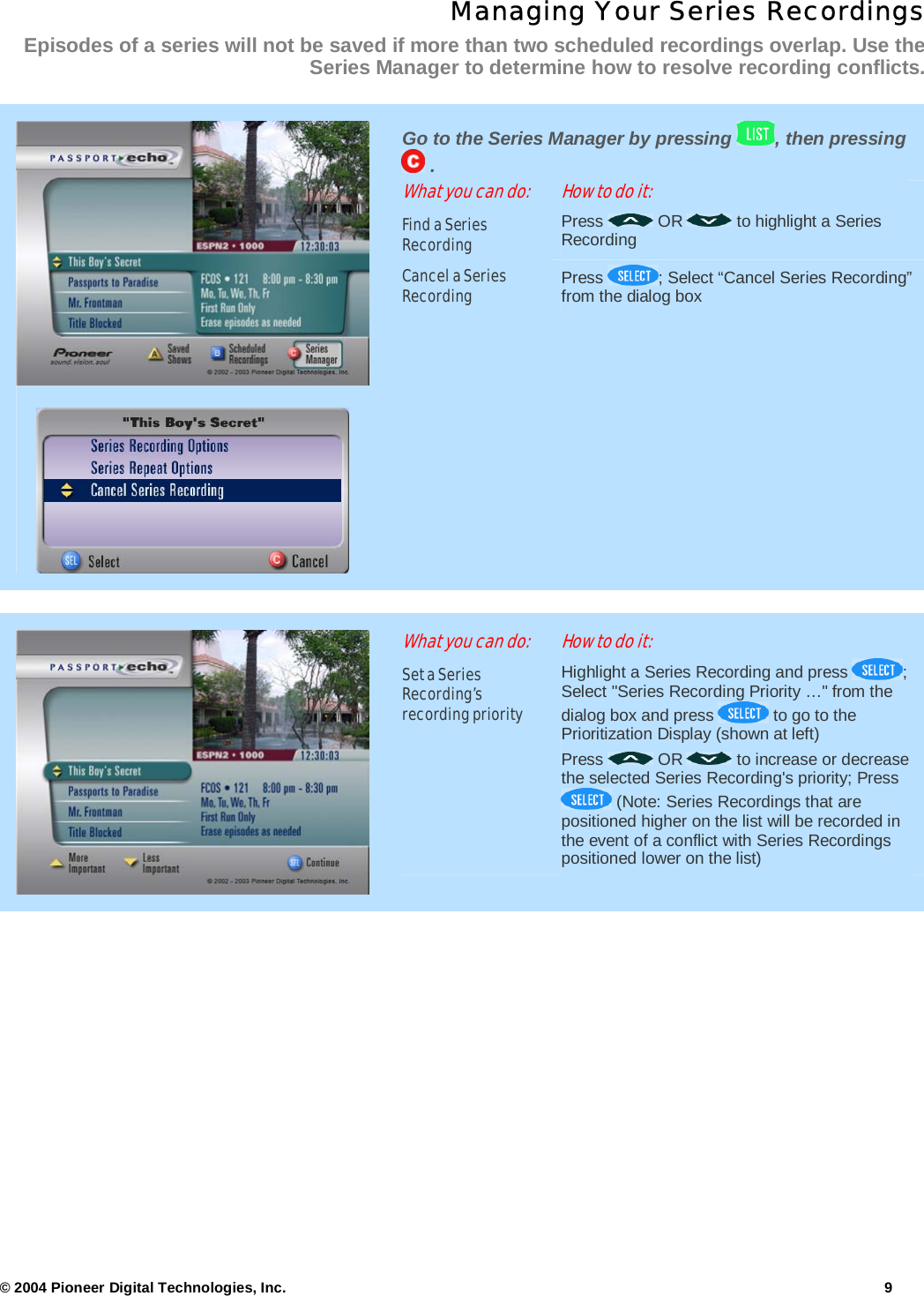Page 9 of 10 - Arris DCT6412 - Echo1.6GettingStarted1.1 User Manual DCT6412: Guide Passport Echo EPG Getting Started