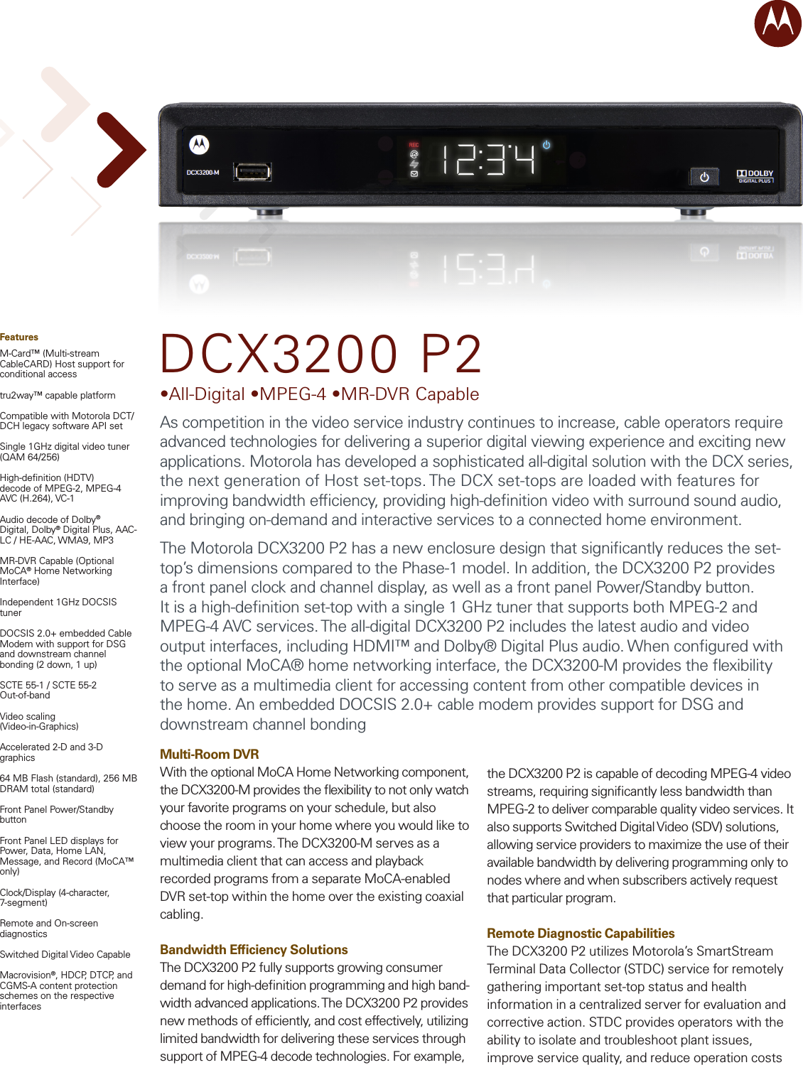 Page 1 of 2 - Arris DCX3200-P2 User Manual Specifications DCX3200P2+Data+Sheet.unlocked