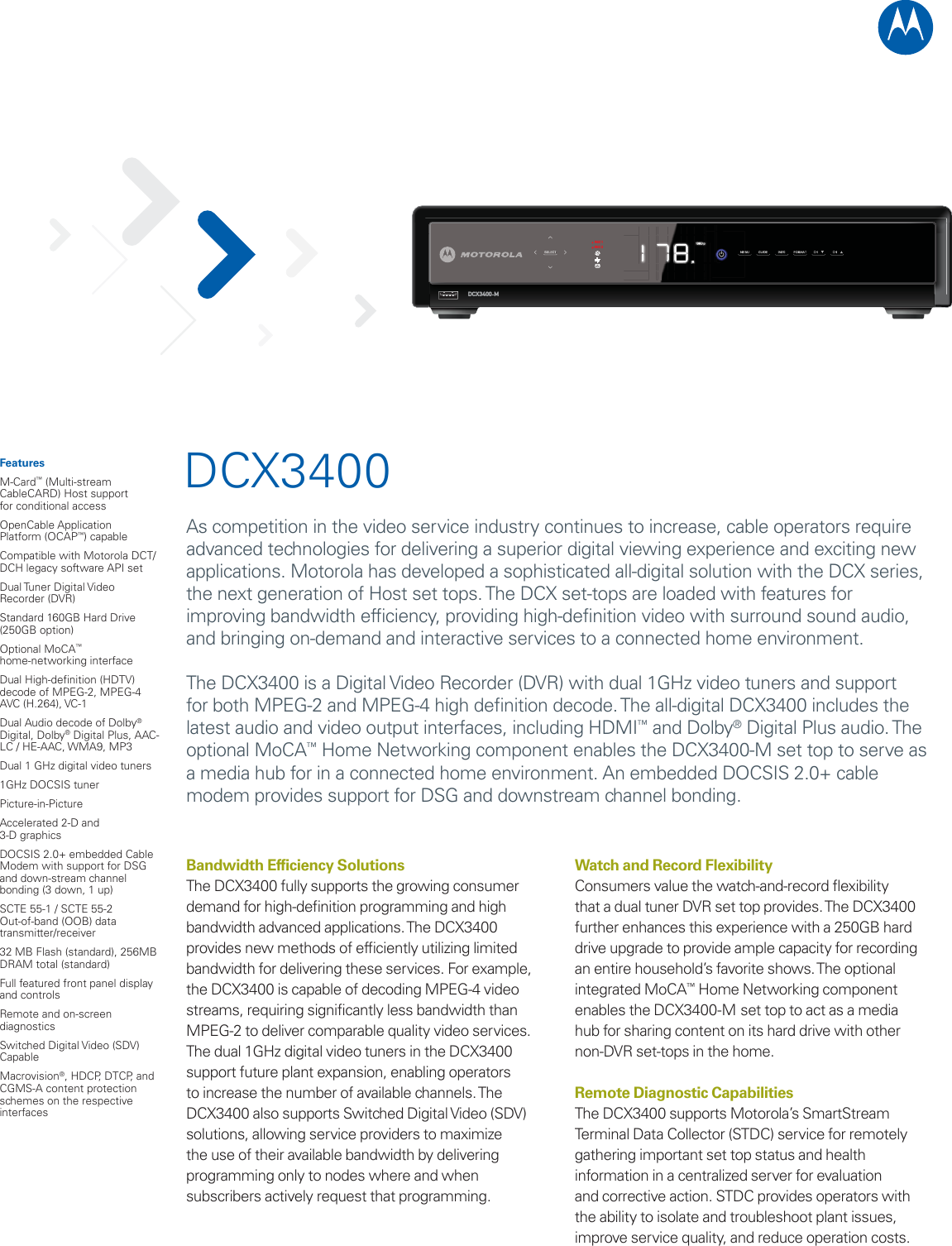 Page 1 of 2 - Arris DCX3400 User Manual Specifications DCX3400+Data+Sheet.unlocked