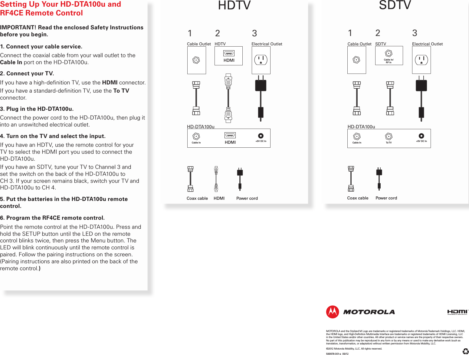 Page 2 of 2 - Arris HD-DTA100u User Manual HD-DTA100u: Quick Start Guide