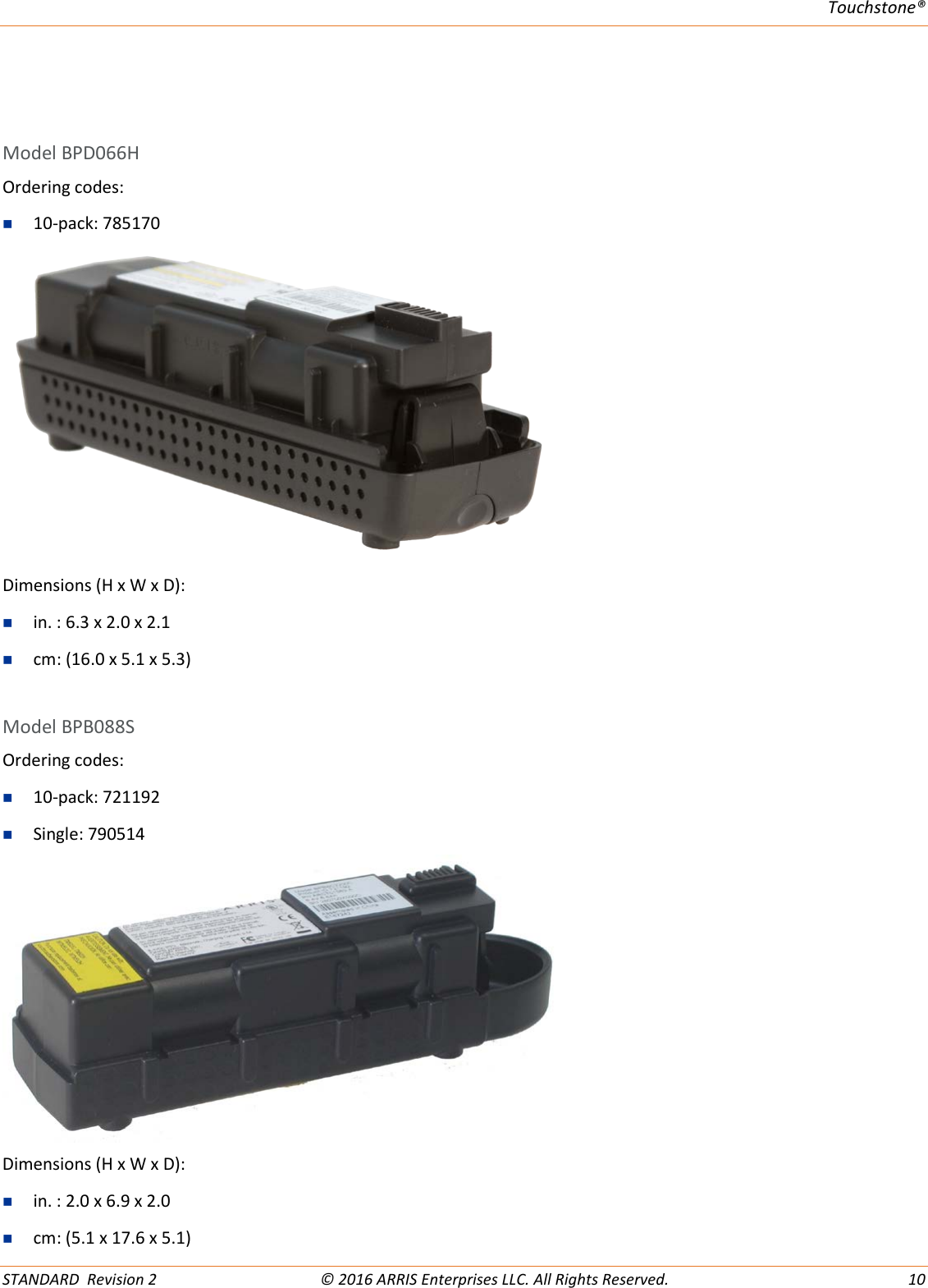 Page 10 of 12 - Arris Touchstone Battery BPB026S (Orderable SKU: 794068) Quick Reference User Manual BPB026S: Start Guide