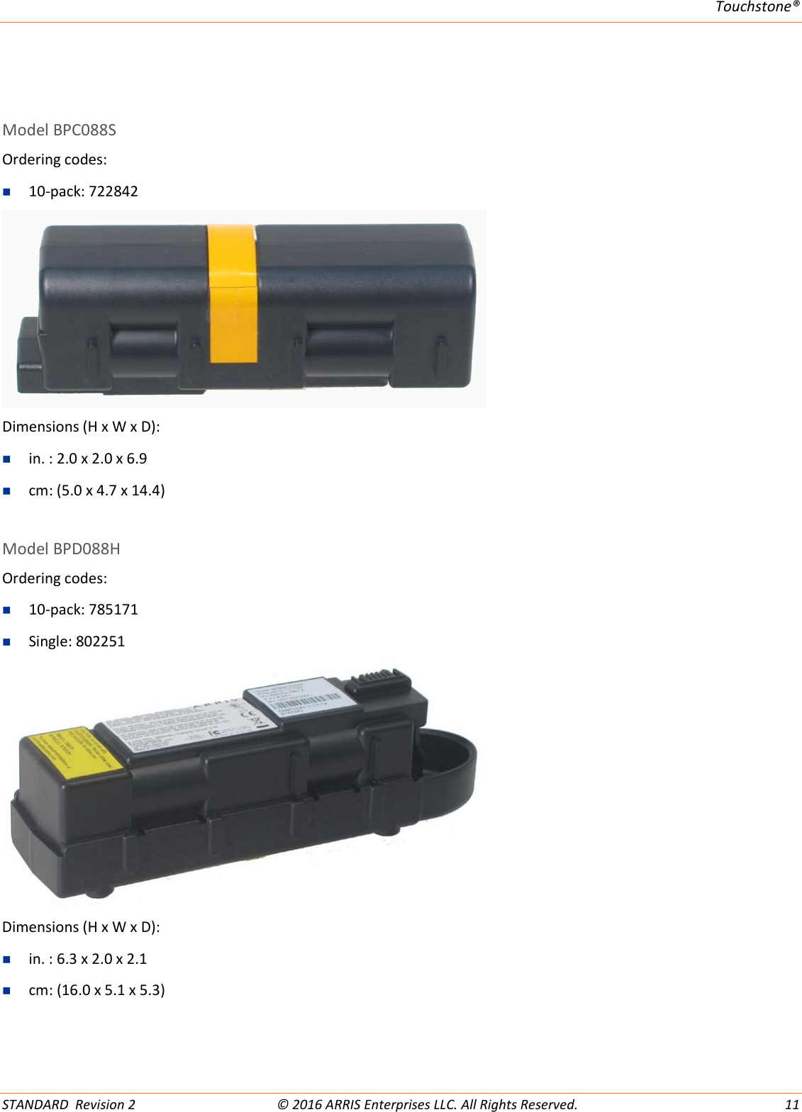 Page 11 of 12 - Arris Touchstone Battery BPB026S (Orderable SKU: 794068) Quick Reference User Manual BPB026S: Start Guide