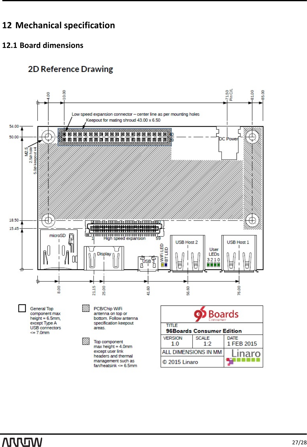 ',P-,.'12!Mechanical'specification'12.1!Board'dimensions' 