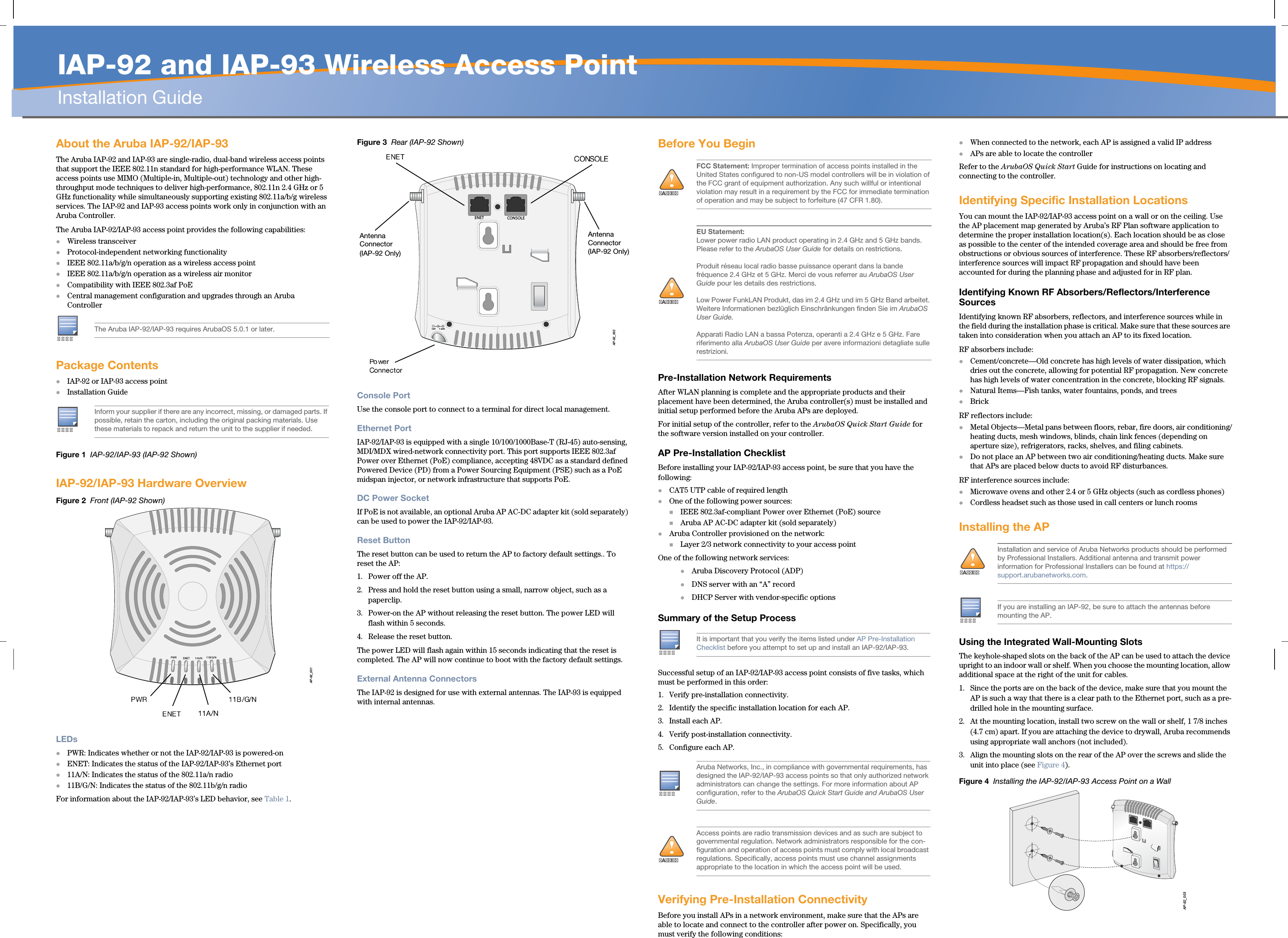 Aruba Networks AP9293SDR Aruba Wireless Access Point User Manual