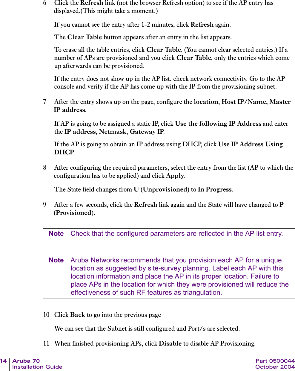 Aruba Networks ARUBA A B G Access Point User Manual