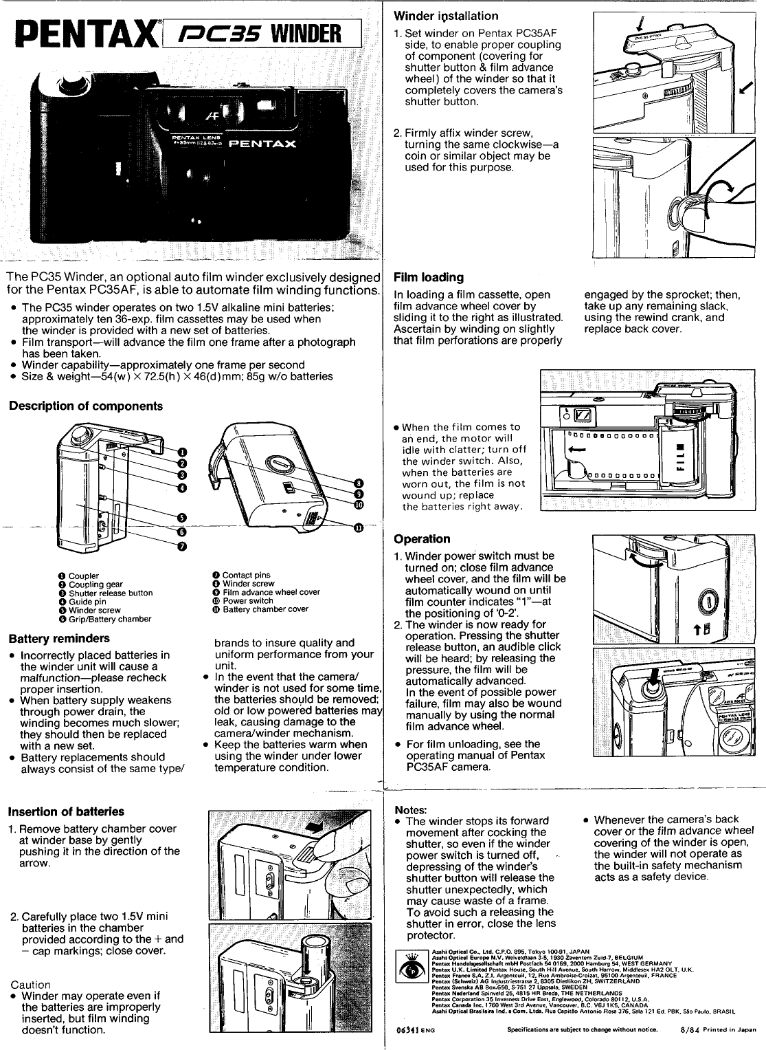 Page 1 of 1 - Asahi-Pentax Asahi-Pentax-Pc-35-Winder-Instruction-Manual-  Asahi-pentax-pc-35-winder-instruction-manual
