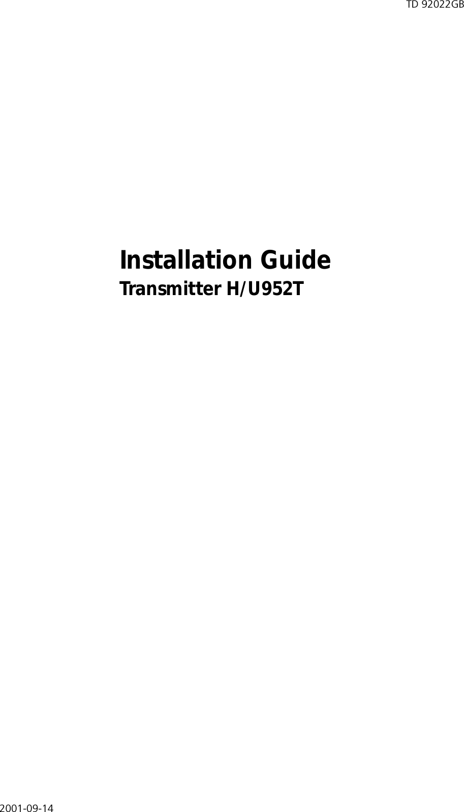 Ascom User Guide Ascom Wireless Solutions U952T UHF Base Station Fixed Transmitter User ...