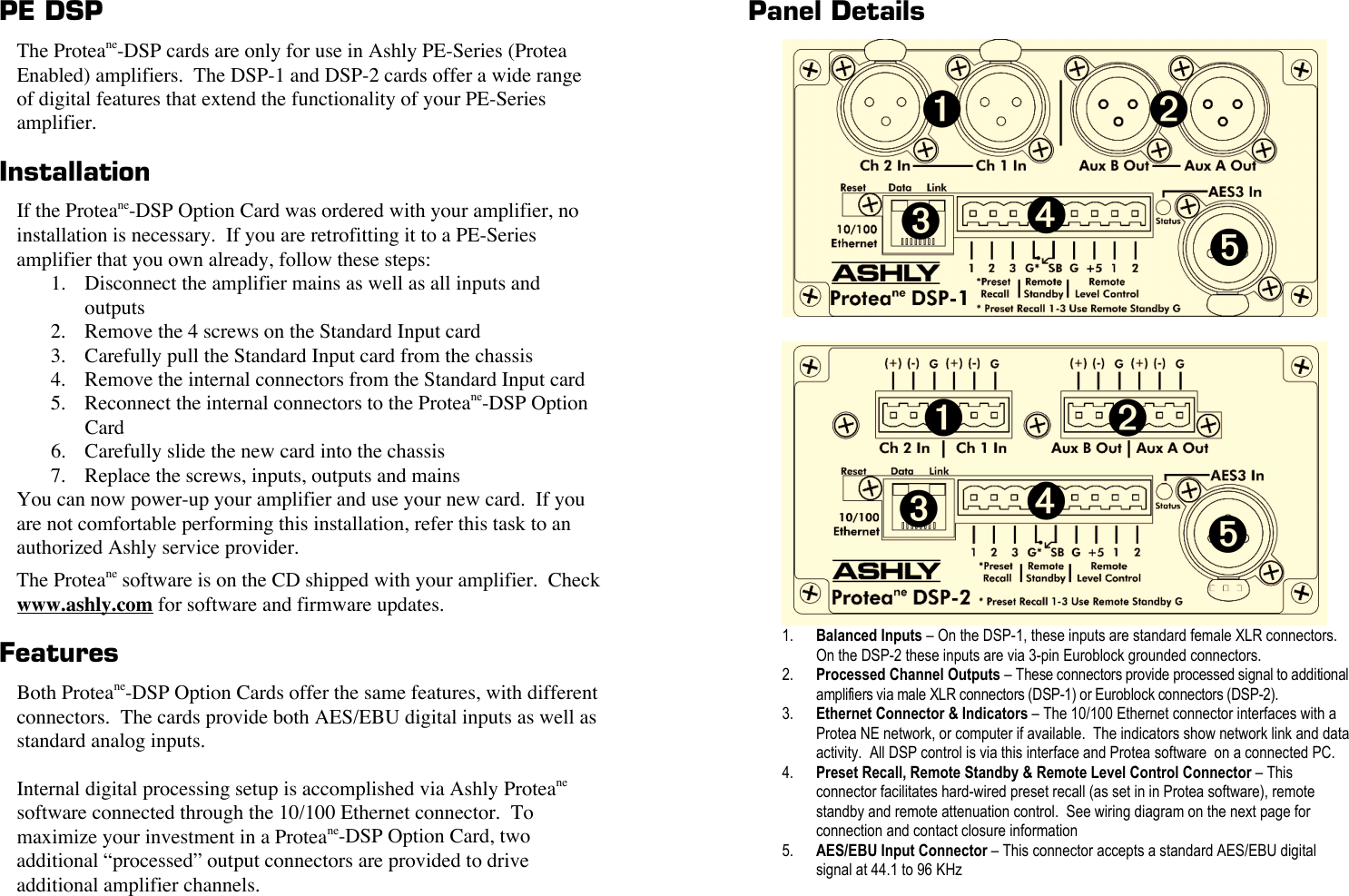 Page 2 of 2 - Ashly Ashly-Protea-Dsp-Option-Card-Dsp1-Users-Manual PE DSP User Guide1-2