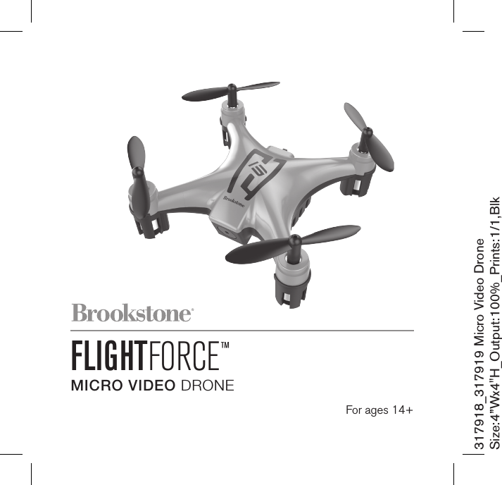 317918_317919 Micro Video DroneSize:4”Wx4&quot;H_Output:100%_Prints:1/1,Blk FLIGHTFORCE™MICRO VIDEO DRONE For ages 14+