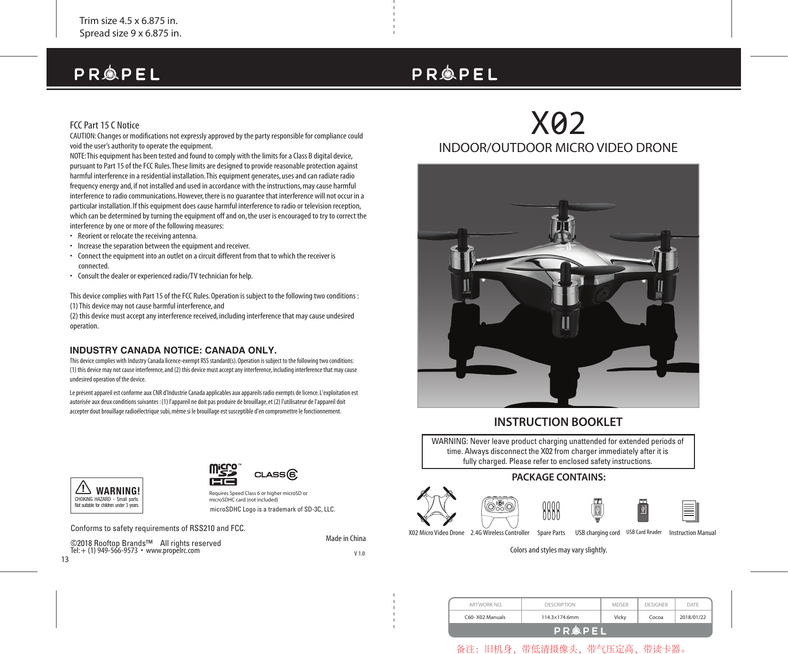 Page 1 of Asian Express VL-3520R X02 Micro Drone with Video User Manual C60 WM X02 Video Drone IM Eng 20180122