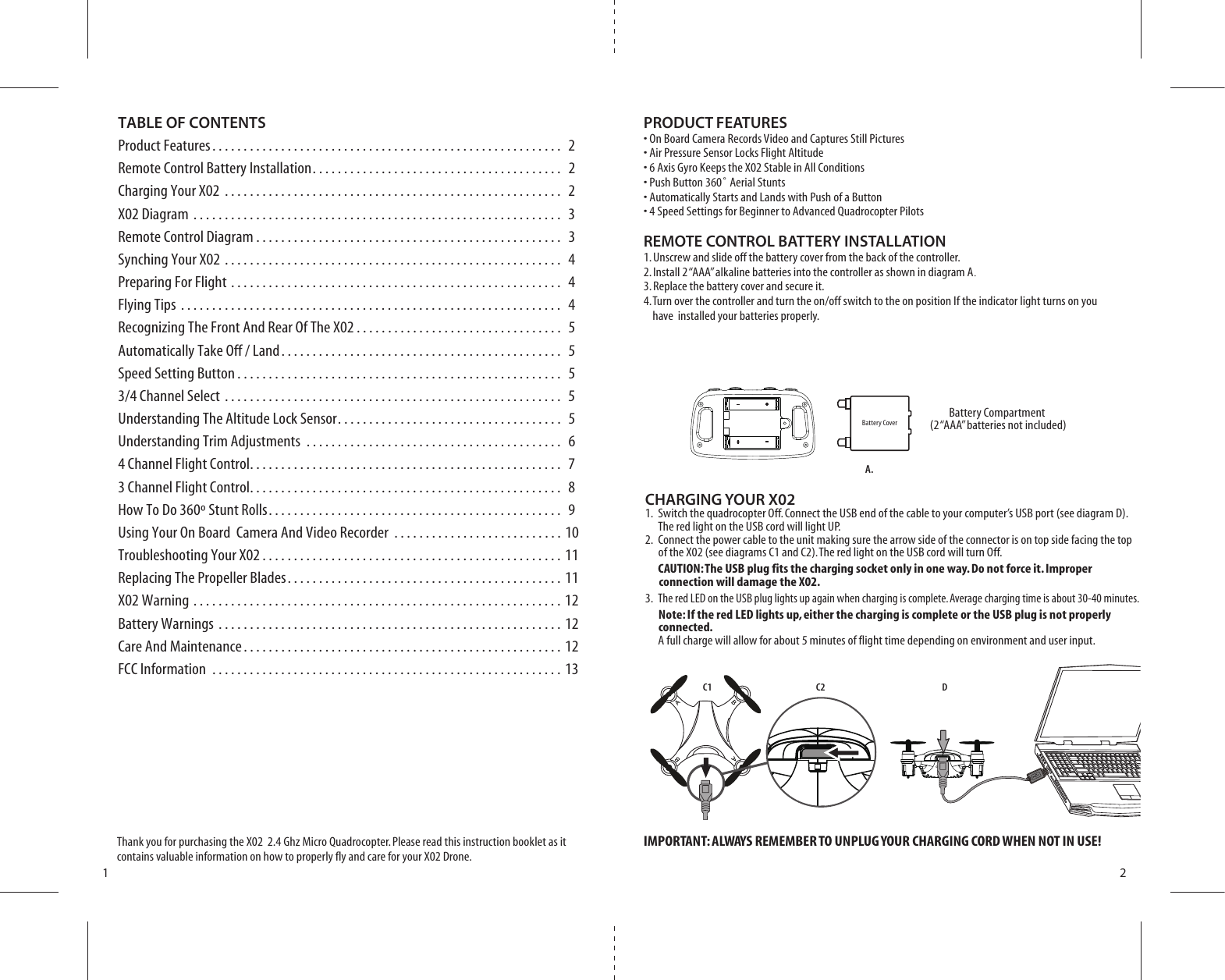 Page 2 of Asian Express VL-3520R X02 Micro Drone with Video User Manual C60 WM X02 Video Drone IM Eng 20180122