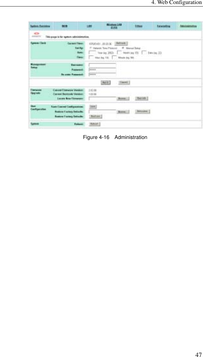 4. Web Configuration 47  Figure 4-16  Administration 