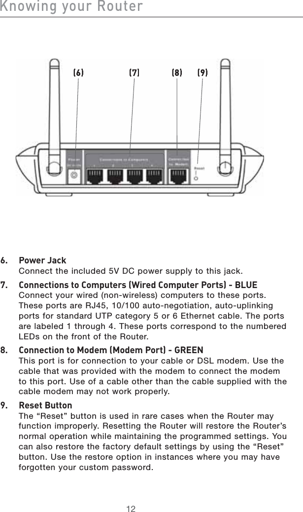 @cdl^c\ndjgGdjiZg+#EdlZg?VX`#ONNECTTHEINCLUDED6$#POWERSUPPLYTOTHISJACK,# 8dccZXi^dchid8dbejiZghL^gZY8dbejiZgEdgih&quot;7AJ:#ONNECTYOURWIREDNONWIRELESSCOMPUTERSTOTHESEPORTS4HESEPORTSARE2*AUTONEGOTIATIONAUTOUPLINKINGPORTSFORSTANDARD540CATEGORYOR%THERNETCABLE4HEPORTSARELABELEDTHROUGH4HESEPORTSCORRESPONDTOTHENUMBERED,%$SONTHEFRONTOFTHE2OUTER-# 8dccZXi^dcidBdYZbBdYZbEdgi&quot;&lt;G::C4HISPORTISFORCONNECTIONTOYOURCABLEOR$3,MODEM5SETHECABLETHATWASPROVIDEDWITHTHEMODEMTOCONNECTTHEMODEMTOTHISPORT5SEOFACABLEOTHERTHANTHECABLESUPPLIEDWITHTHECABLEMODEMMAYNOTWORKPROPERLY.# GZhZi7jiidc4HEh2ESETvBUTTONISUSEDINRARECASESWHENTHE2OUTERMAYFUNCTIONIMPROPERLY2ESETTINGTHE2OUTERWILLRESTORETHE2OUTERSNORMALOPERATIONWHILEMAINTAININGTHEPROGRAMMEDSETTINGS9OUCANALSORESTORETHEFACTORYDEFAULTSETTINGSBYUSINGTHEh2ESETvBUTTON5SETHERESTOREOPTIONININSTANCESWHEREYOUMAYHAVEFORGOTTENYOURCUSTOMPASSWORD