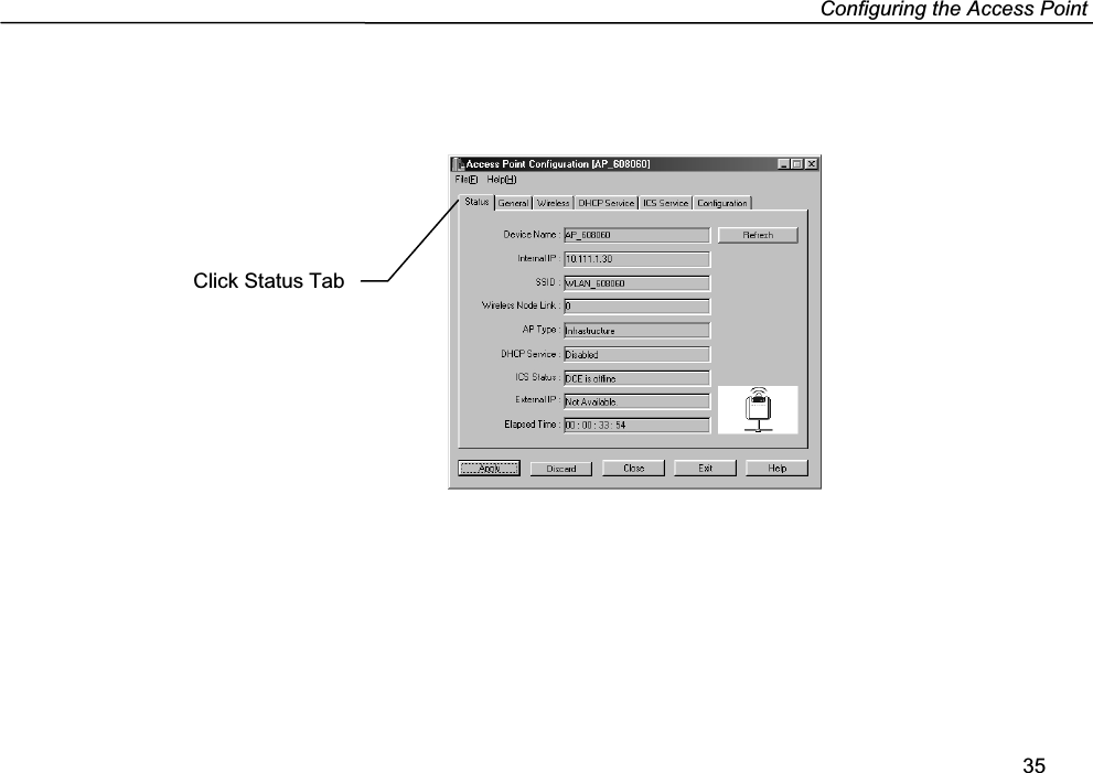 Configuring the Access Point35Click Status Tab