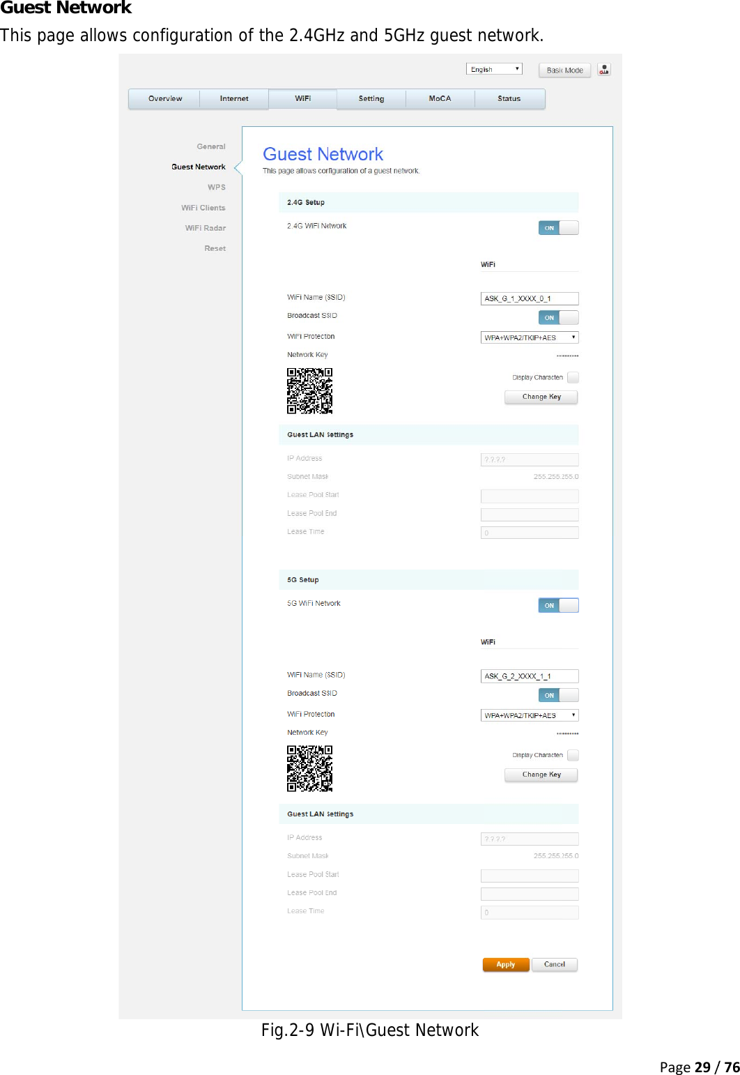GuThuest Netwhis page alwork lows configguration off the 2.4GHFig.2-9 WHz and 5GWi-Fi\GuestHz guest nt Networknetwork.  Page29//76