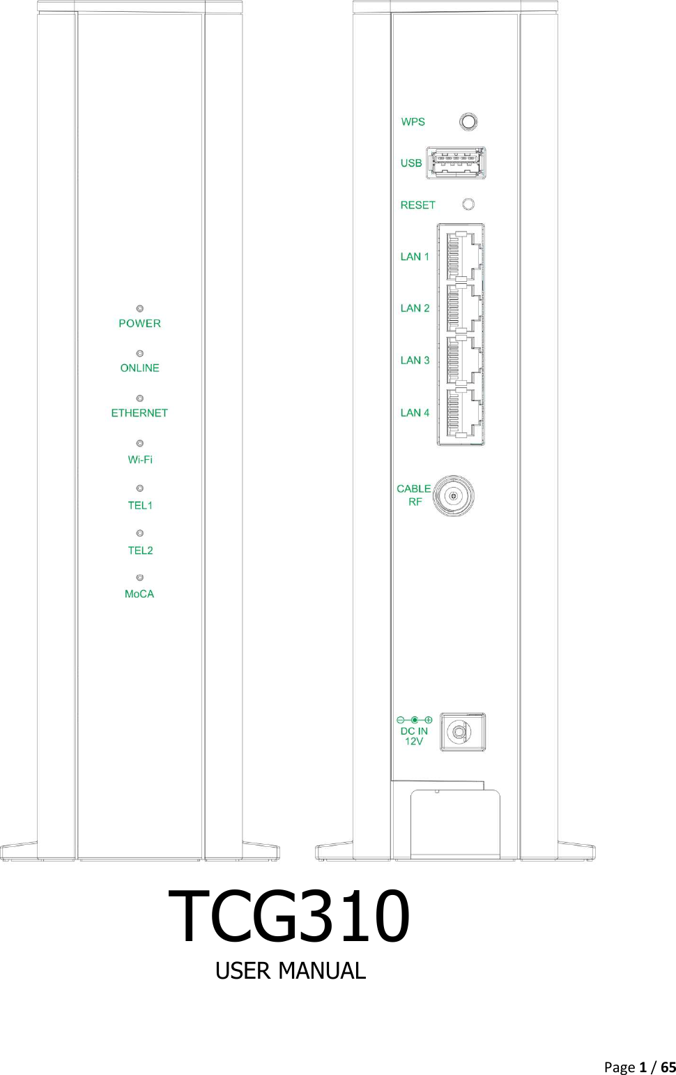  Page 1 / 65     TCG310 USER MANUAL  