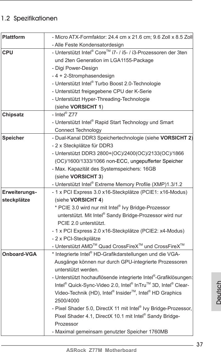 Asrock Z77m Quick Start Guide