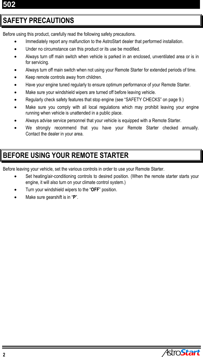 Page 4 of 12 - Astrostart Astrostart-502-Users-Manual 193-127-300-01 _Usager 502_