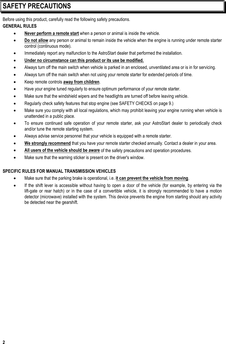 Page 4 of 12 - Astrostart Astrostart-Rs-611-Users-Manual PUB2007007V00R00