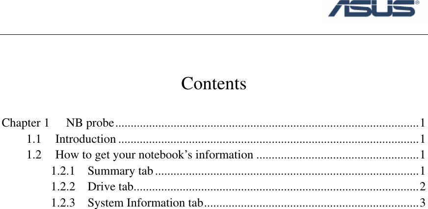 Page 2 of 8 - Asus - NB Probe If Not Then  NBprobe User Guide XP EN V1