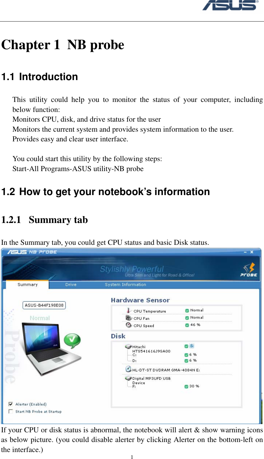 Page 3 of 8 - Asus - NB Probe If Not Then  NBprobe User Guide XP EN V1