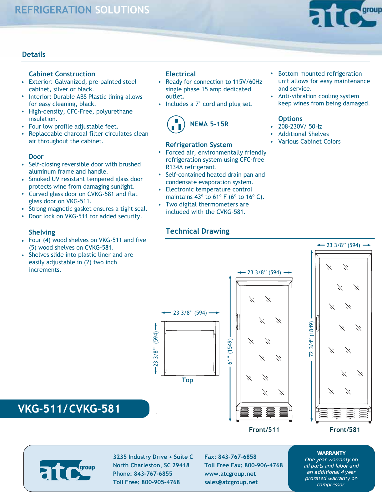 Atc Group Wine Cooler Cvkg 581 Users Manual