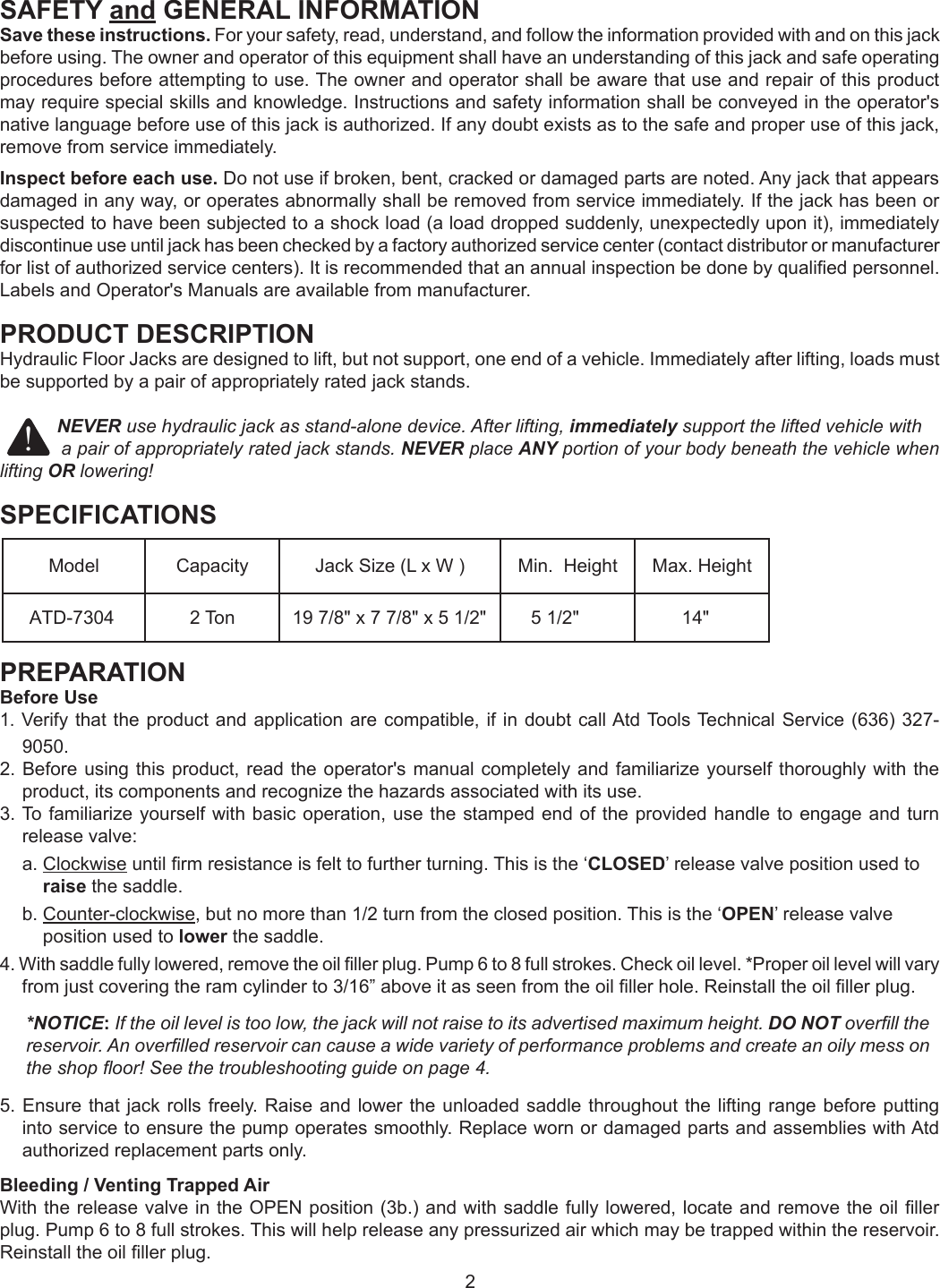 Page 2 of 6 - Atd-Tools Atd-Tools-Atd-7304-Users-Manual- RHO7304 Atd-tools-atd-7304-users-manual