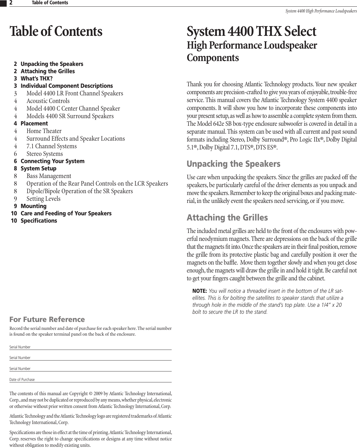 Atlantic Technology 4400 C Users Manual