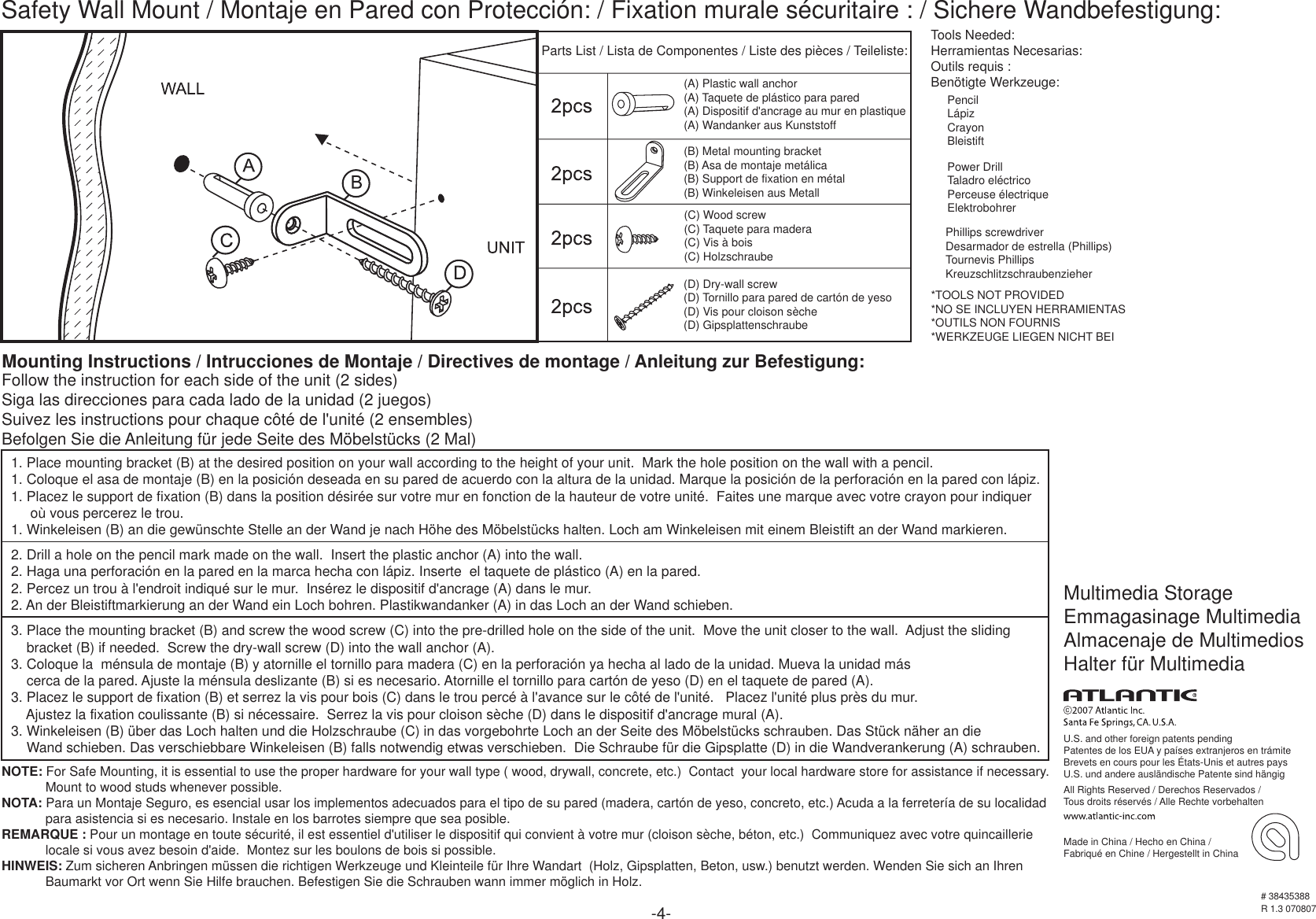 Page 5 of 5 - Atlantic Atlantic-406-Cd-Users-Manual- 070806 Oskar With Frosted Glass Doors 38435388 R1.3  Atlantic-406-cd-users-manual