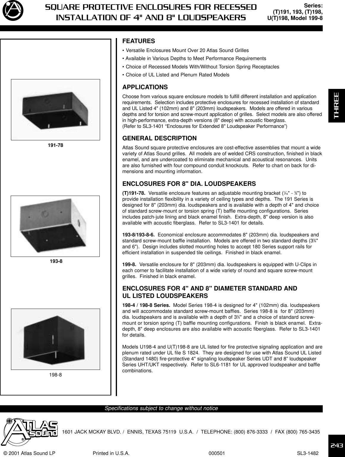 Page 1 of 2 - Atlas-Sound Atlas-Sound-193-8-Users-Manual-  Atlas-sound-193-8-users-manual