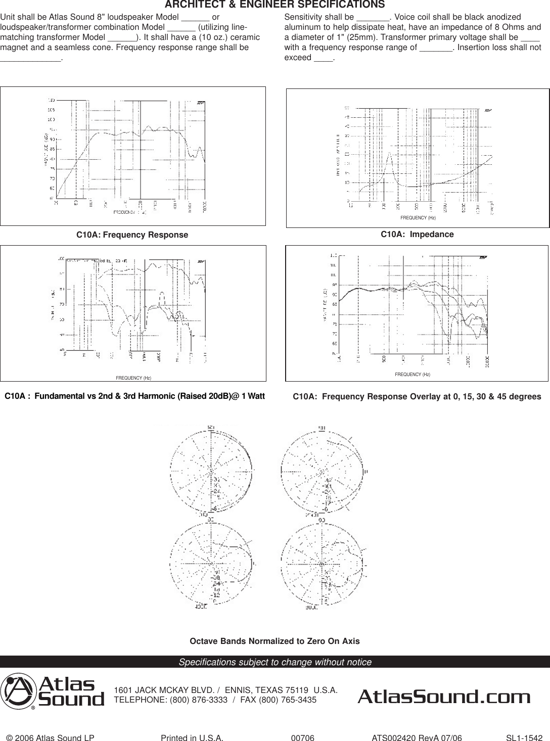 Page 2 of 2 - Atlas-Sound Atlas-Sound-C10A-Series-Users-Manual-  Atlas-sound-c10a-series-users-manual