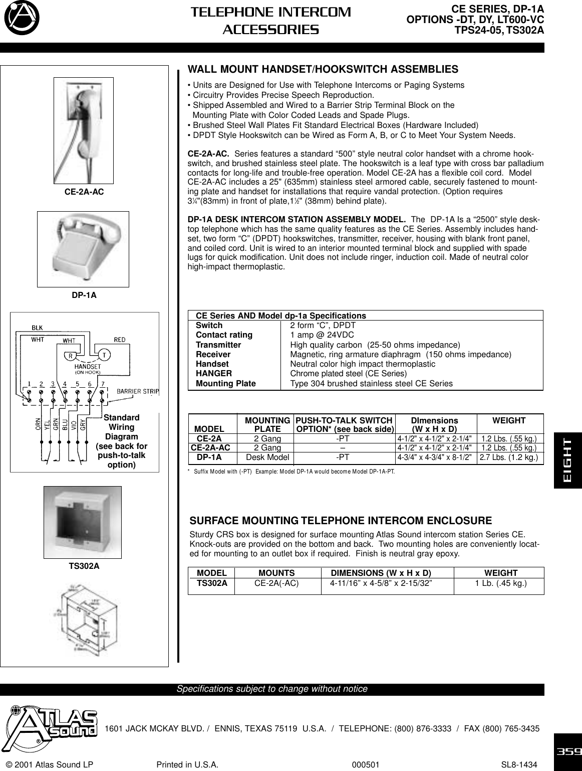 Page 1 of 2 - Atlas-Sound Atlas-Sound-Dp-1A-Users-Manual-  Atlas-sound-dp-1a-users-manual