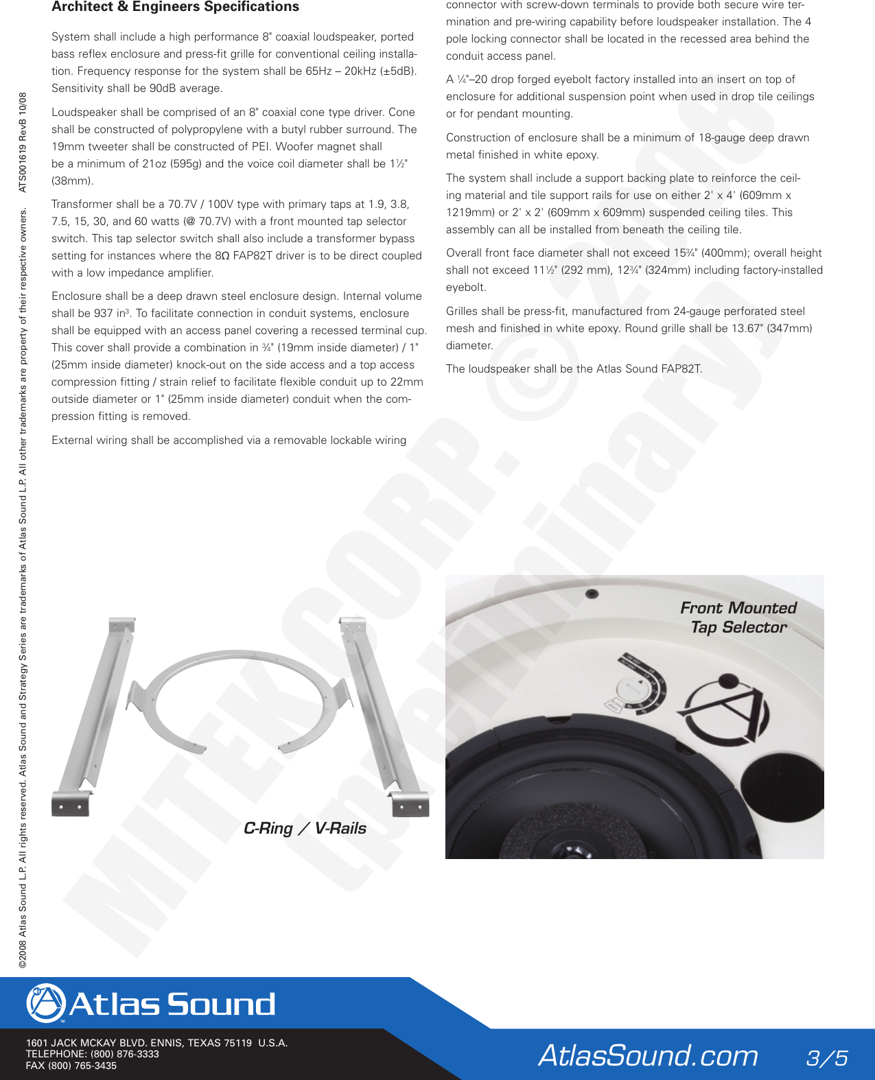 Page 3 of 5 - Atlas-Sound Atlas-Sound-Strategy-Ii-Series-Fap82T-Users-Manual-  Atlas-sound-strategy-ii-series-fap82t-users-manual