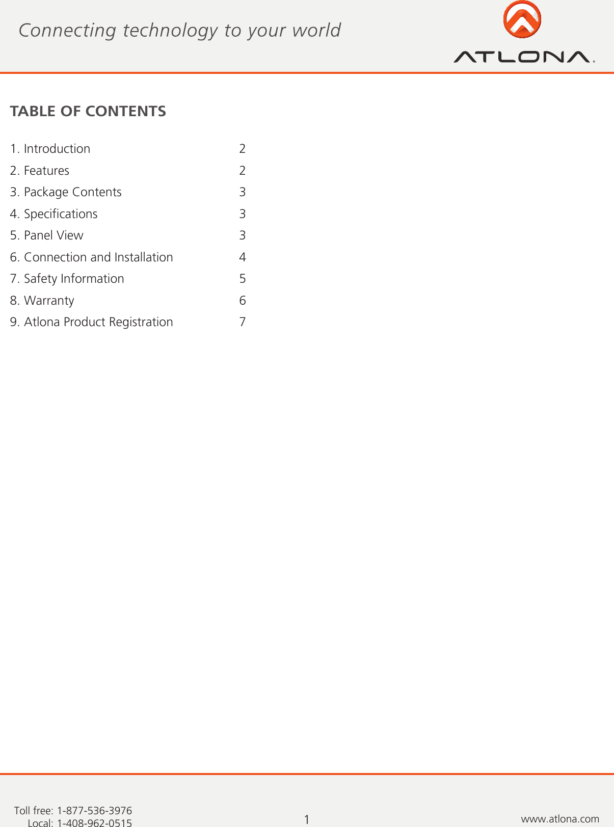 Page 2 of 8 - Atlona AT-HAD-V31 User Manual To The F278a27d-9172-4d1f-acb4-8fb955410b36