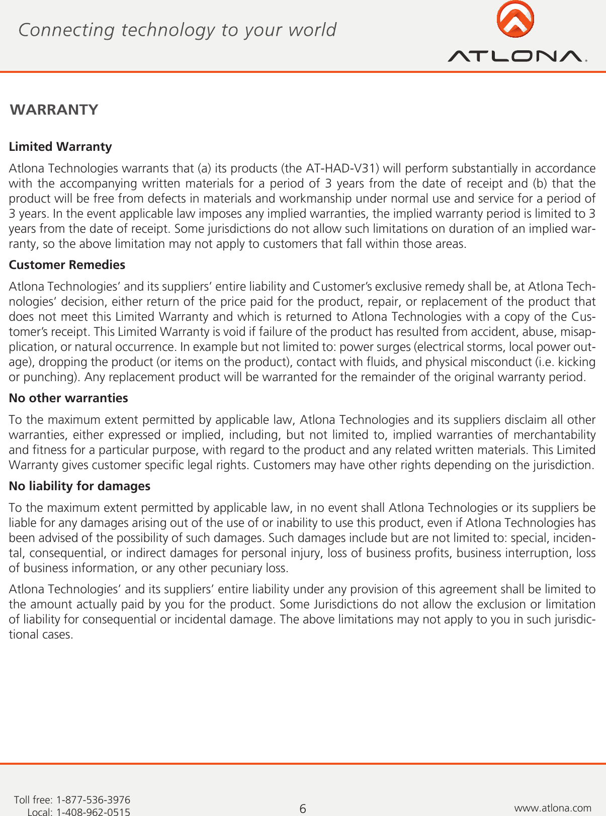 Page 7 of 8 - Atlona AT-HAD-V31 User Manual To The F278a27d-9172-4d1f-acb4-8fb955410b36