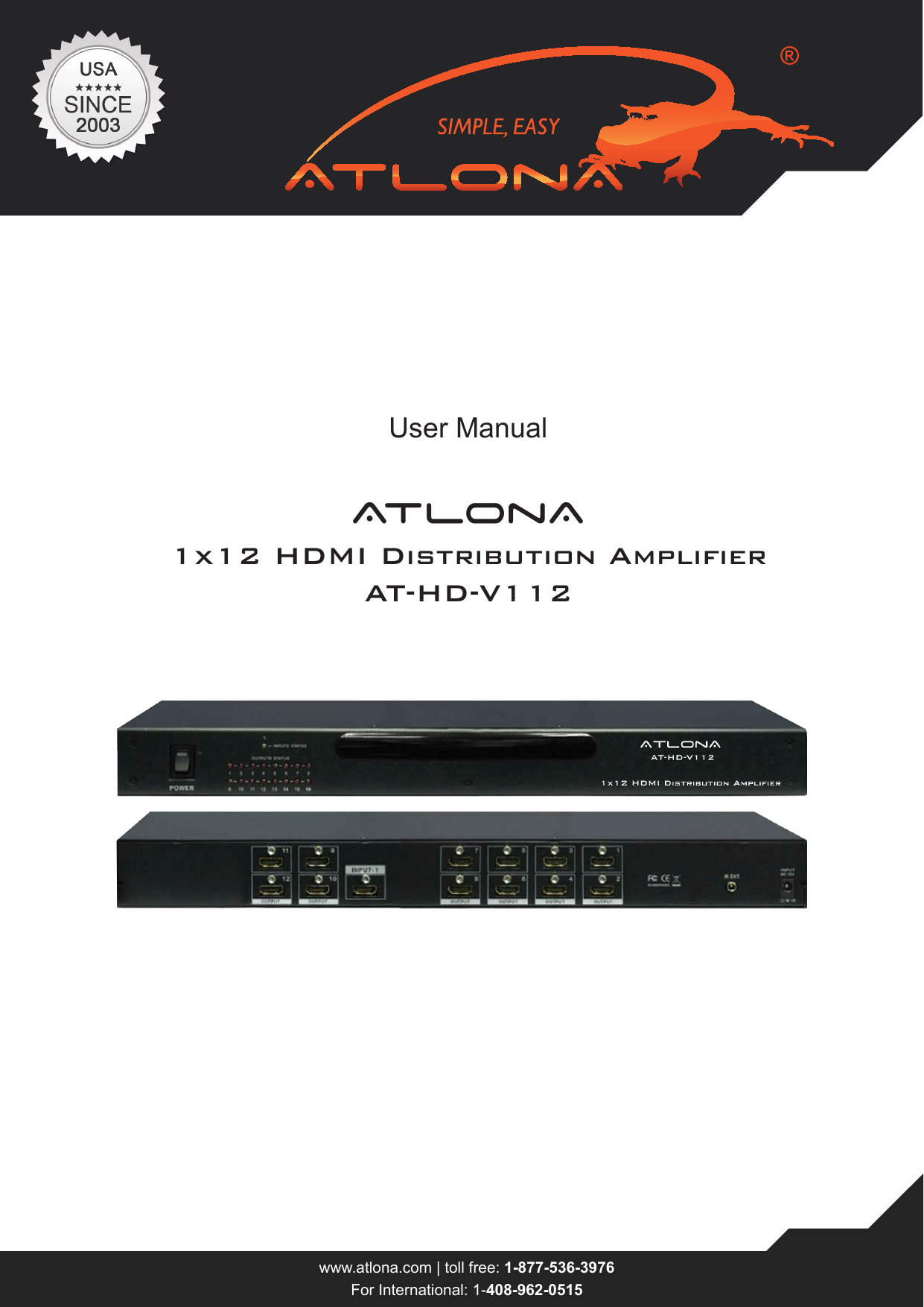 Page 1 of 9 - Atlona AT-HD-V112 User Manual  To The 2c5e098c-6c23-48f8-9cb7-b07608570673