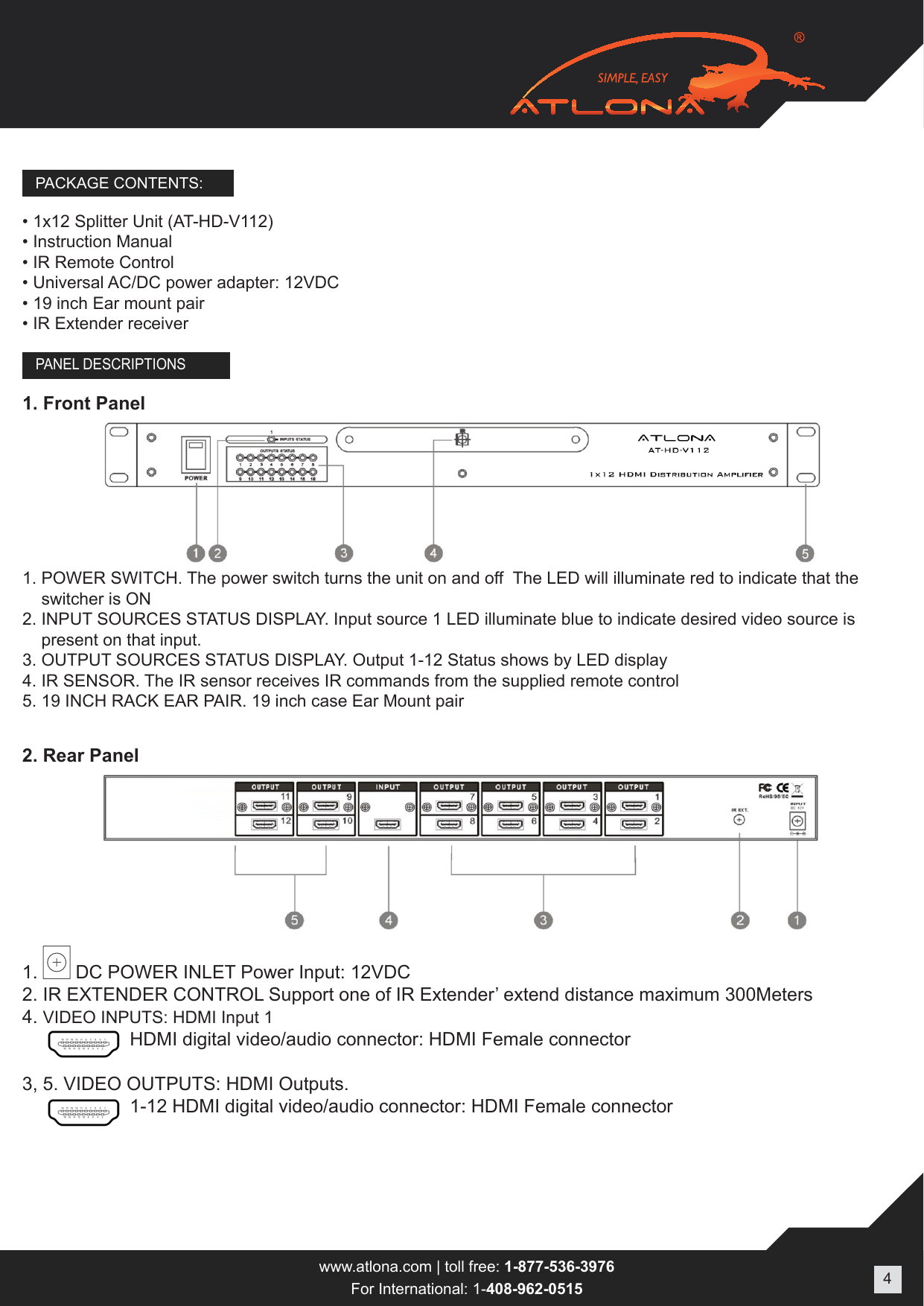 Page 4 of 9 - Atlona AT-HD-V112 User Manual  To The 2c5e098c-6c23-48f8-9cb7-b07608570673