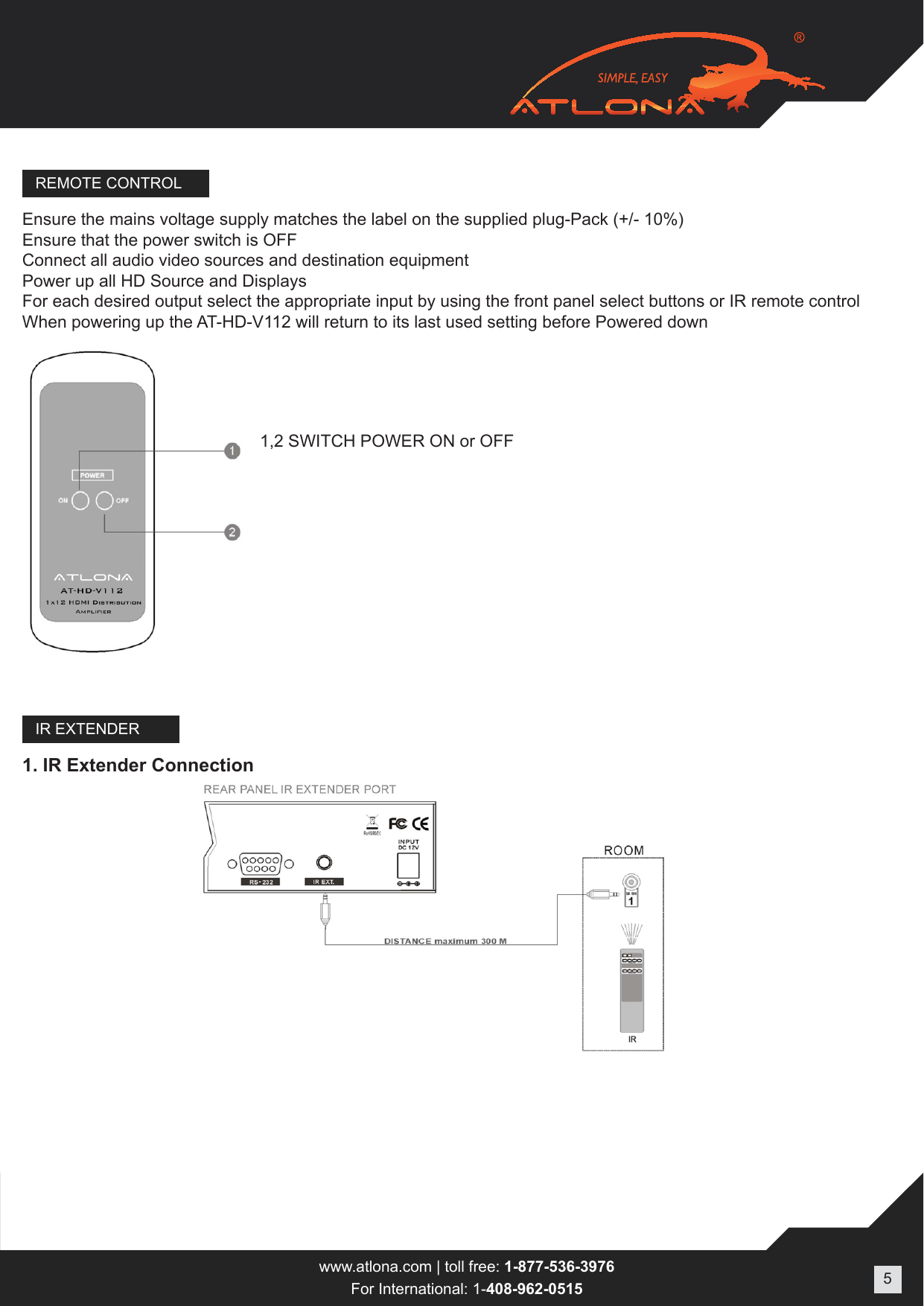 Page 5 of 9 - Atlona AT-HD-V112 User Manual  To The 2c5e098c-6c23-48f8-9cb7-b07608570673