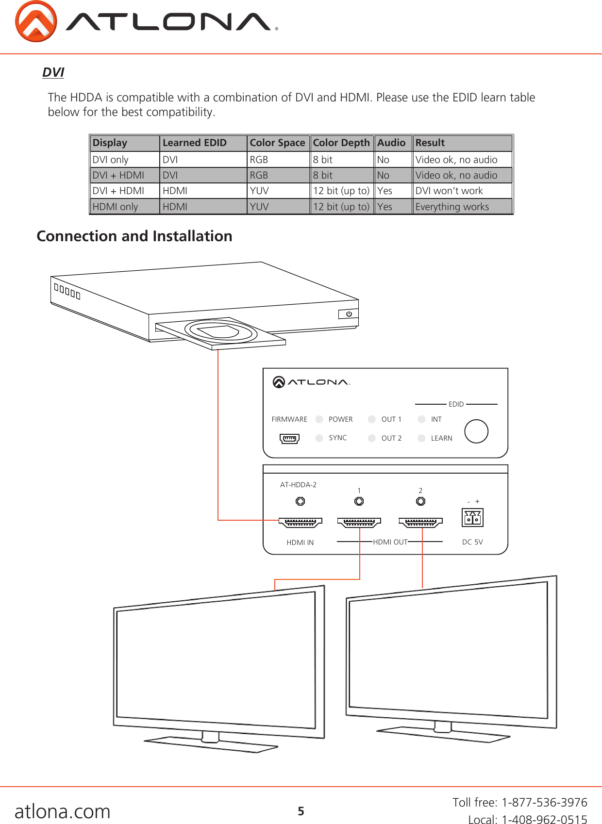 Page 5 of 9 - Atlona AT-HDDA-2 User Manual  To The 5726e6ec-1069-4535-aeea-3c2d14c80986