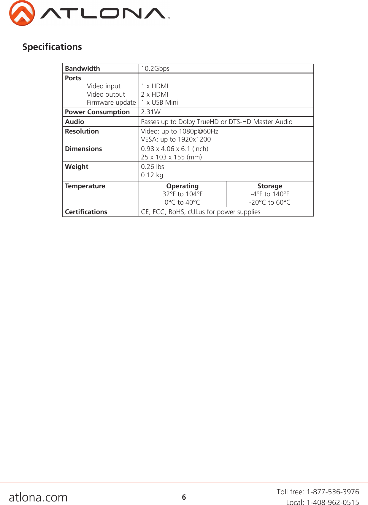 Page 6 of 9 - Atlona AT-HDDA-2 User Manual  To The 5726e6ec-1069-4535-aeea-3c2d14c80986