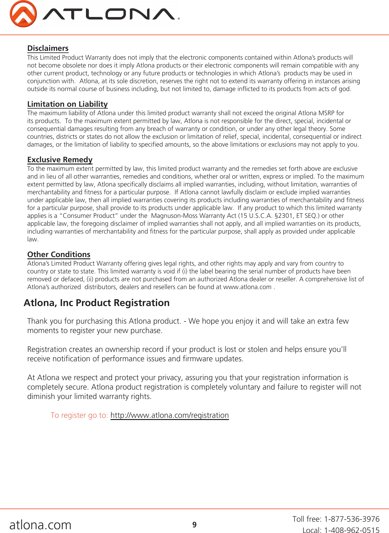 Page 9 of 9 - Atlona AT-HDDA-2 User Manual  To The 5726e6ec-1069-4535-aeea-3c2d14c80986