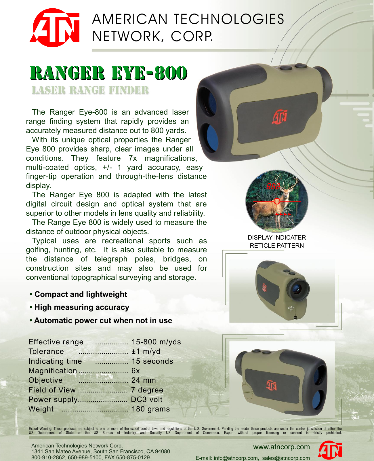 Page 1 of 1 - Atn Atn-Laser-Range-Finder-Ranger-Eye-800-Users-Manual- RE-800 New20_06_08 Copy  Atn-laser-range-finder-ranger-eye-800-users-manual